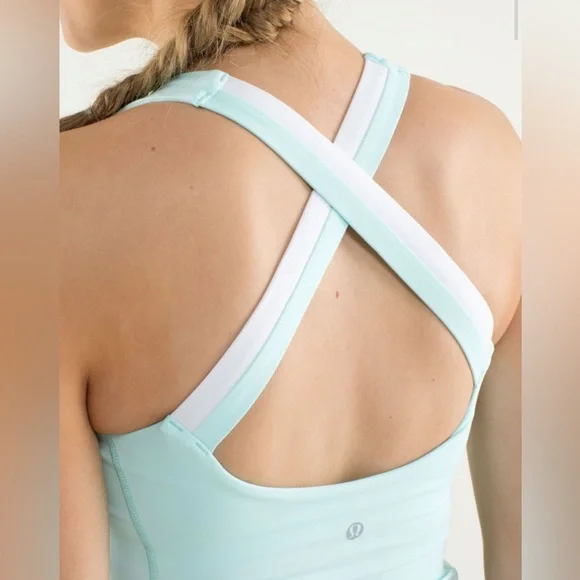 Vintage Lululemon Hot Hitter Dress Aquamarine / White 2013 Size 6 Y2K 2000s - Picture 6 of 13